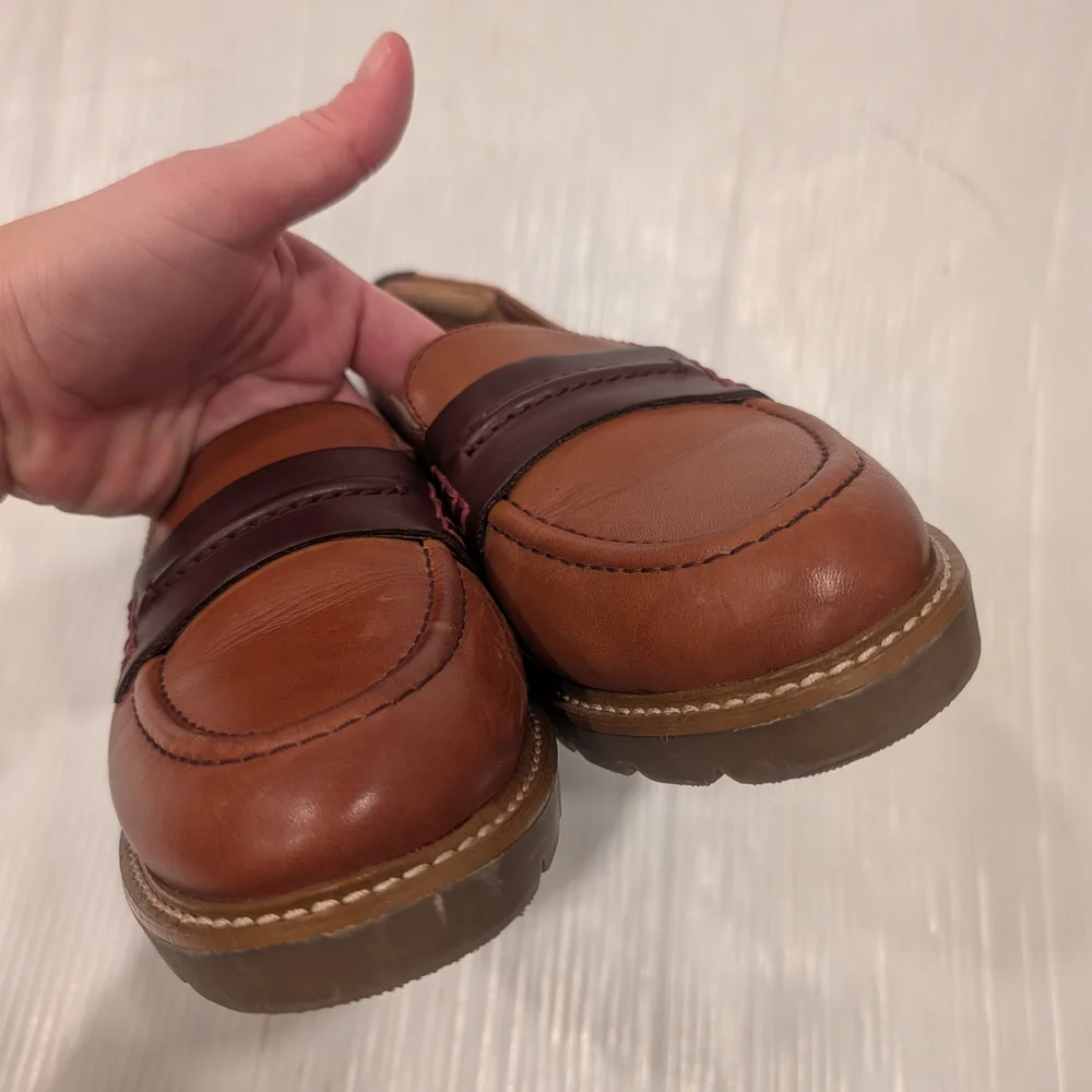 COBB HILL Janney Tan Leather Penny Loafers Women's Slip On Shoes Size 9